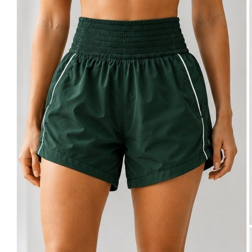 Lululemon Principal Dancer Shorts Green Smocked High Rise Athletic Womens XXS